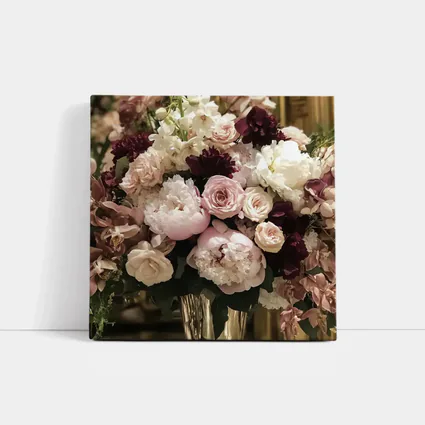 Pink Peonies Roses Burgundy Floral Bouquet