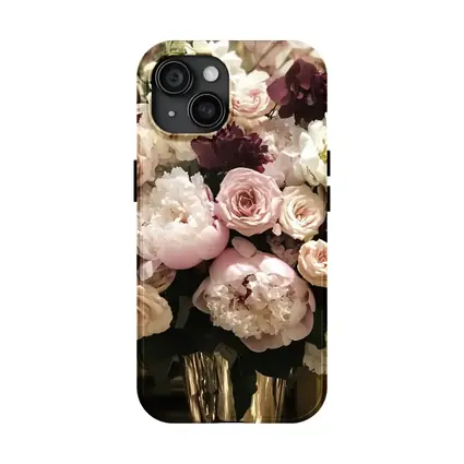 Pink Peonies Roses Burgundy Floral Bouquet