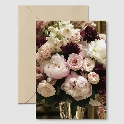 Pink Peonies Roses Burgundy Floral Bouquet