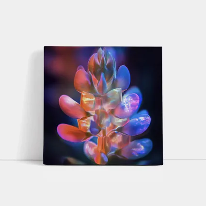 Neon Lupine Flower Dark Bokeh Background