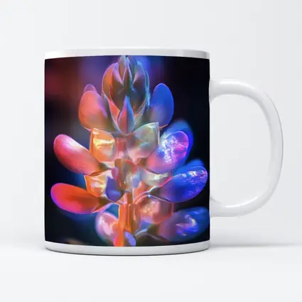 Neon Lupine Flower Dark Bokeh Background