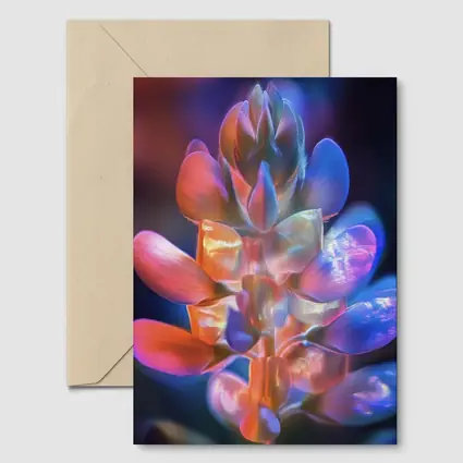 Neon Lupine Flower Dark Bokeh Background