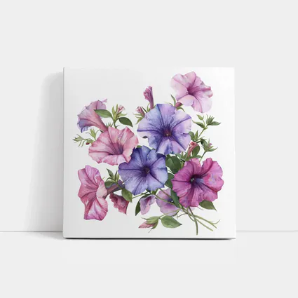 Watercolor Petunia Flowers Pink Purple Bouquet