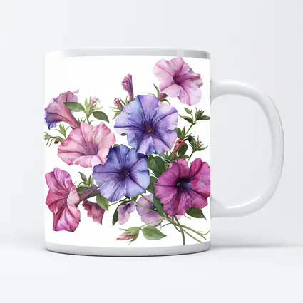 Watercolor Petunia Flowers Pink Purple Bouquet