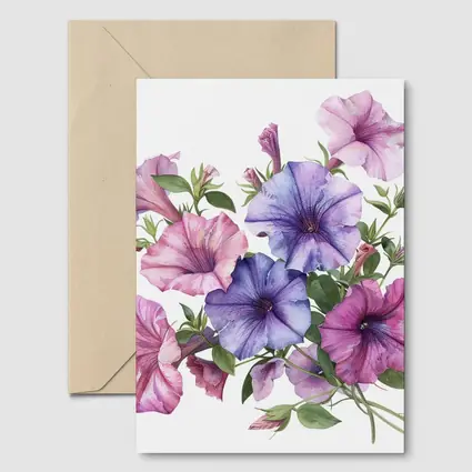 Watercolor Petunia Flowers Pink Purple Bouquet