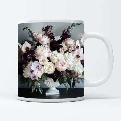 Peonies Orchids Roses Dark Plum Floral Arrangement