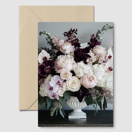 Peonies Orchids Roses Dark Plum Floral Arrangement