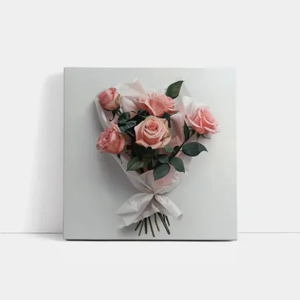 Pink Roses Bouquet Wrapped White Paper