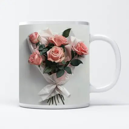 Pink Roses Bouquet Wrapped White Paper