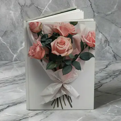 Pink Roses Bouquet Wrapped White Paper