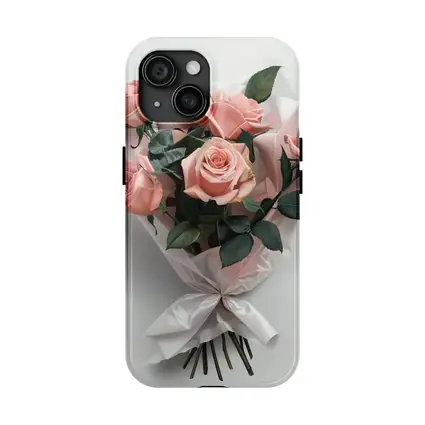 Pink Roses Bouquet Wrapped White Paper