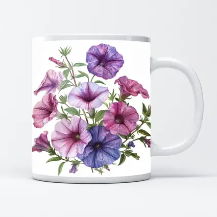Petunia Flowers Botanical Illustration Pink Purple