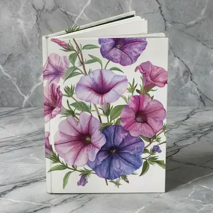 Petunia Flowers Botanical Illustration Pink Purple