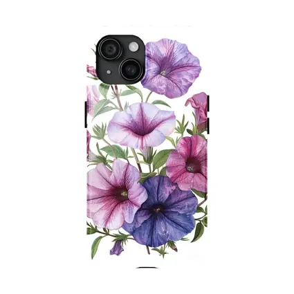 Petunia Flowers Botanical Illustration Pink Purple