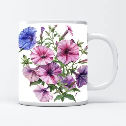 Petunia Flowers Botanical Watercolor Art Purple Pink