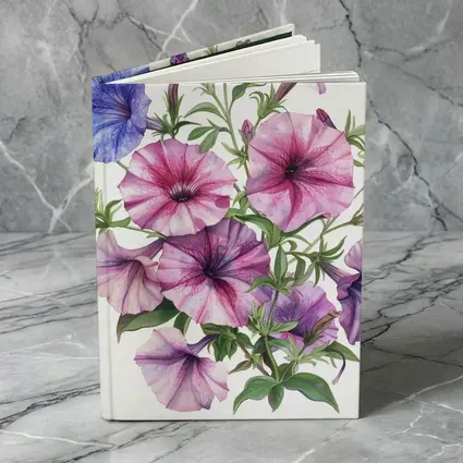 Petunia Flowers Botanical Watercolor Art Purple Pink