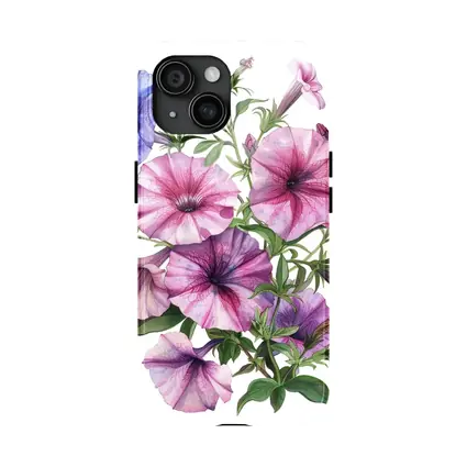 Petunia Flowers Botanical Watercolor Art Purple Pink