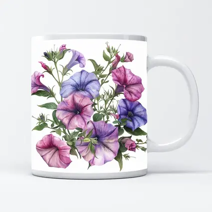 Petunia Flowers Watercolor Botanical Art White