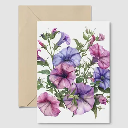 Petunia Flowers Watercolor Botanical Art White