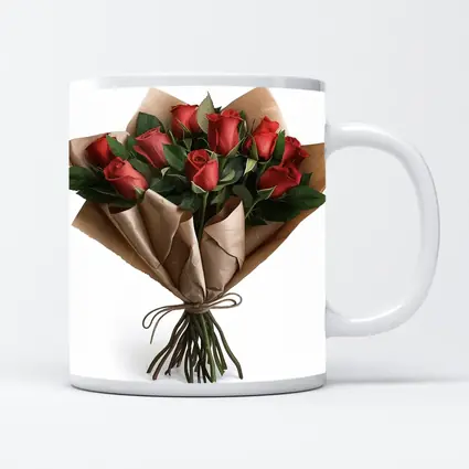 Red Roses Bouquet Wrapped In Kraft Paper