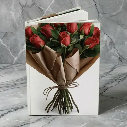 Red Roses Bouquet Wrapped In Kraft Paper