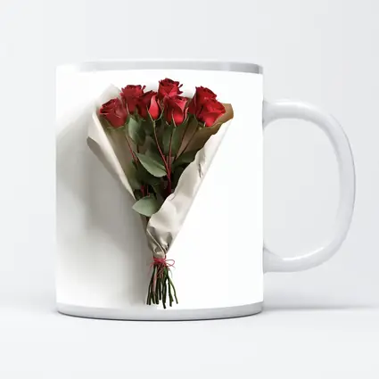 Red Roses Bouquet Wrapped White Paper