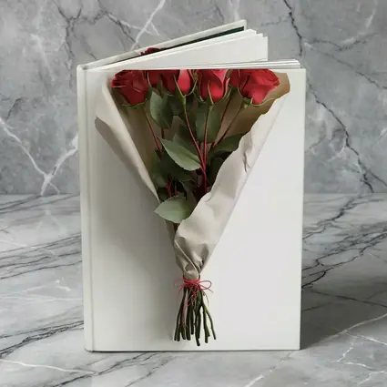 Red Roses Bouquet Wrapped White Paper