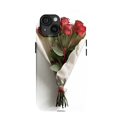 Red Roses Bouquet Wrapped White Paper
