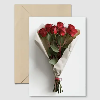 Red Roses Bouquet Wrapped White Paper