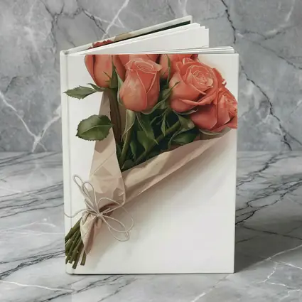 Coral Rose Bouquet Wrapped in Kraft Paper