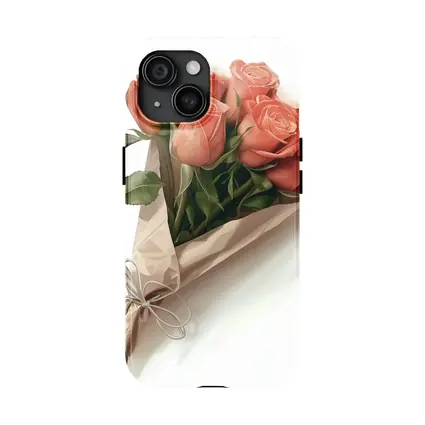 Coral Rose Bouquet Wrapped in Kraft Paper
