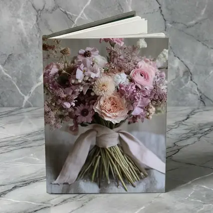 Pink Rose Ranunculus Wildflower Bouquet Ribbon