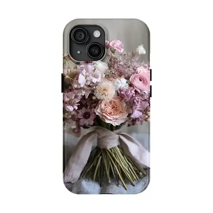 Pink Rose Ranunculus Wildflower Bouquet Ribbon