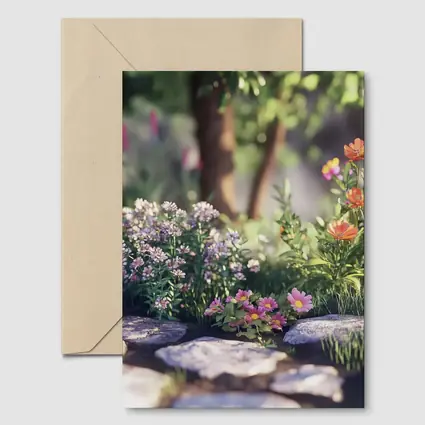 Garden Path Wildflowers Stone Steps Summer