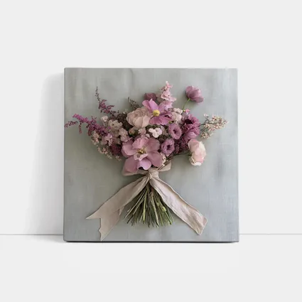Pink Cosmos Rose Bouquet Ribbon Tied