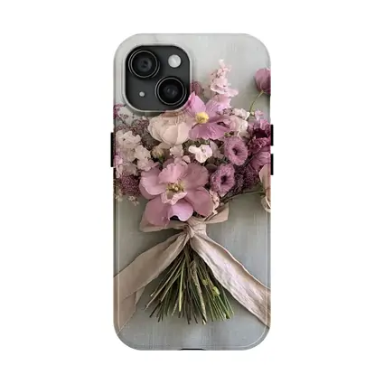Pink Cosmos Rose Bouquet Ribbon Tied