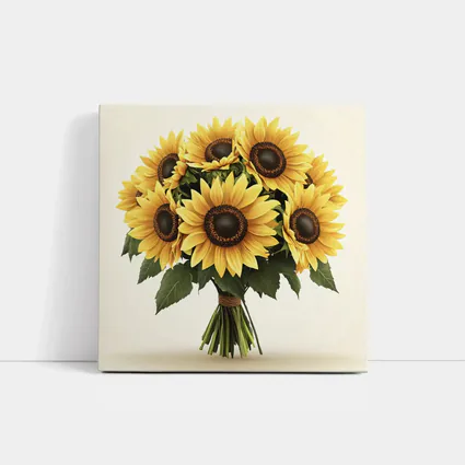 Sunflower Bouquet Tied With Twine Beige