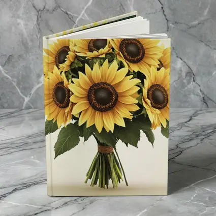 Sunflower Bouquet Tied With Twine Beige