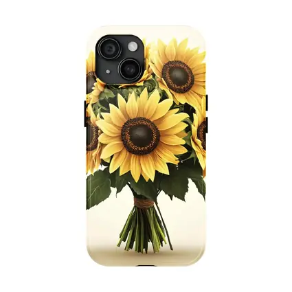 Sunflower Bouquet Tied With Twine Beige