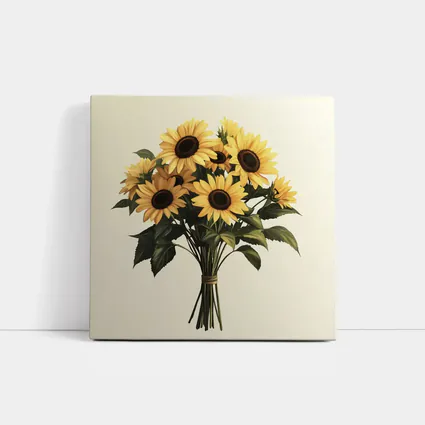 Sunflower Bouquet Tied With Twine Beige