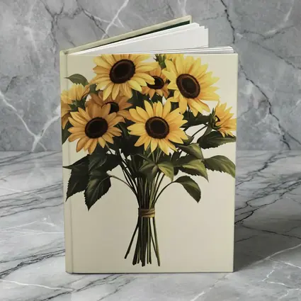 Sunflower Bouquet Tied With Twine Beige