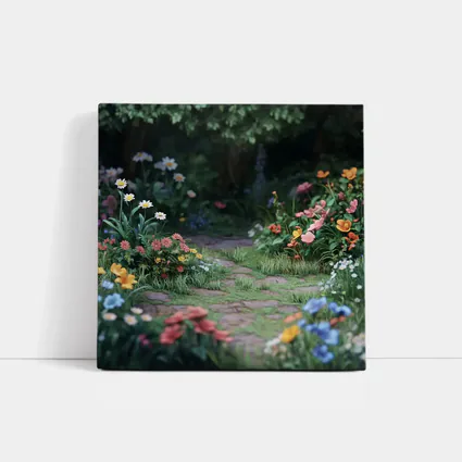 Garden Path Lined With Mixed Wildflowers
