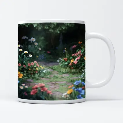 Garden Path Lined With Mixed Wildflowers