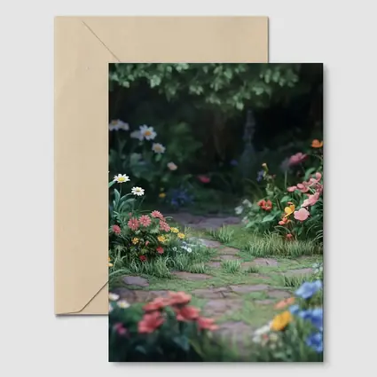 Garden Path Lined With Mixed Wildflowers
