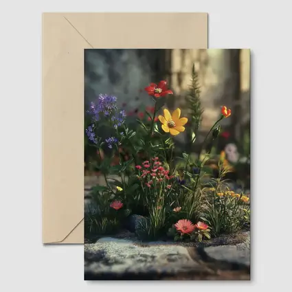 Wildflowers Growing Through Stone Pavement