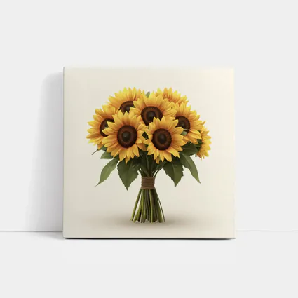 Sunflower Bouquet Tied With Twine Beige
