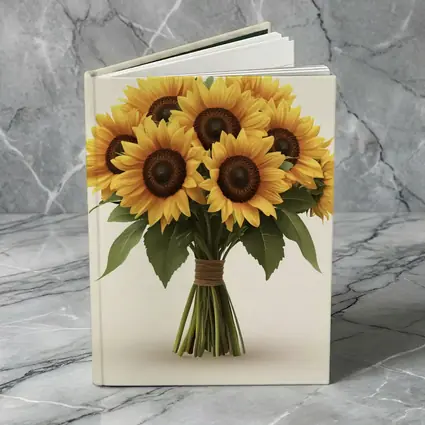 Sunflower Bouquet Tied With Twine Beige