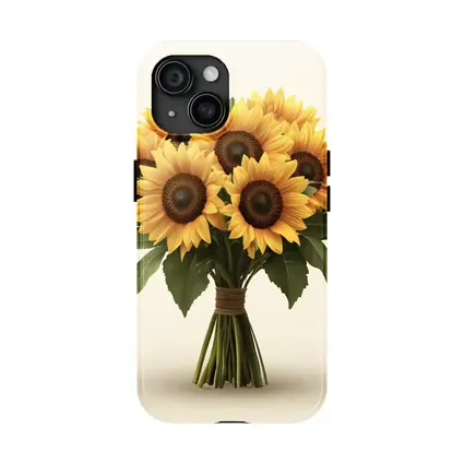 Sunflower Bouquet Tied With Twine Beige