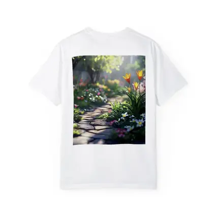 Sunny Garden Path Tulips Daisies Spring