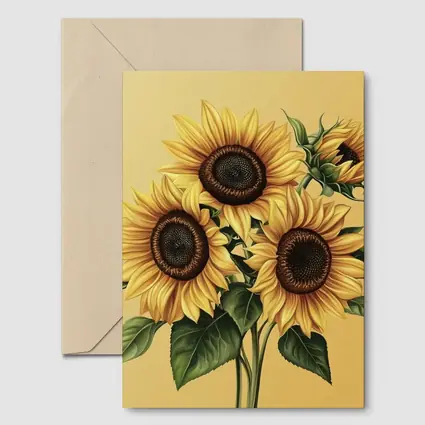 Sunflower Bouquet Illustration Yellow Warm Background